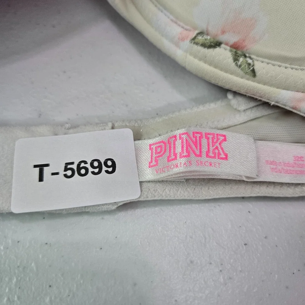 Victoria Secret PINK Women Bra 32C Green‎ Floral Multi Way Push Up Underwire